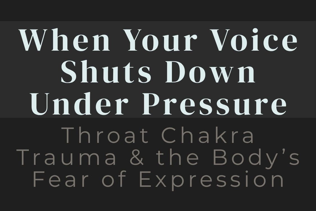 blog image cover "When Your Voice Shuts Down Under Pressure: Throat Chakra Trauma & the Body’s Fear of Expression" throat chakra trauma, fear of speaking, nervous system response, self expression, communication blocks, emotional healing, trauma recovery