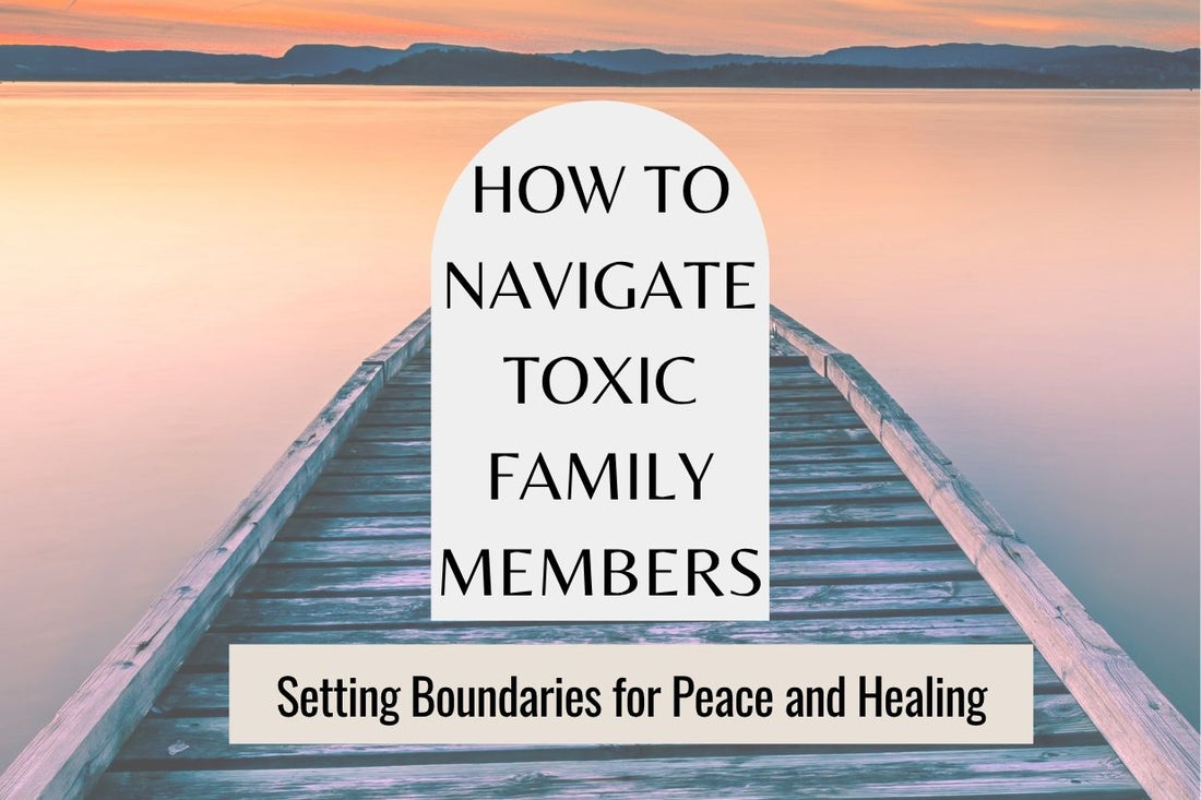 Blog banner for How to Navigate Toxic Family Members: setting boundaries, protecting energy, and fostering emotional well-being.