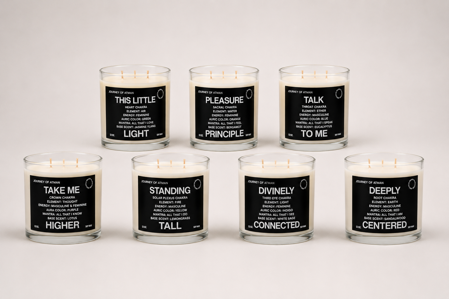 The Chakra Healing Candle Collection of intention candles for chakra healing, emotional balance, and energetic alignment