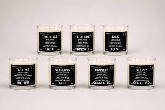 The Chakra Healing Candle Collection of intention candles for chakra healing, emotional balance, and energetic alignment
