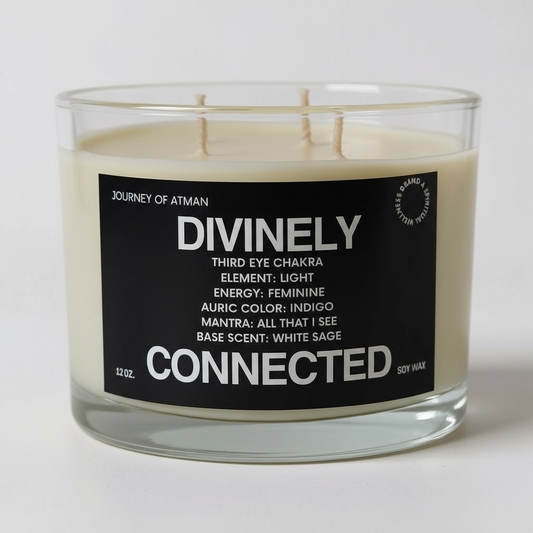 Divinely Connected Healing Candle for Crown Chakra support, designed to enhance spiritual awareness, divine connection, and higher consciousness, infused with Reiki energy for deep energetic alignment and clarity.
