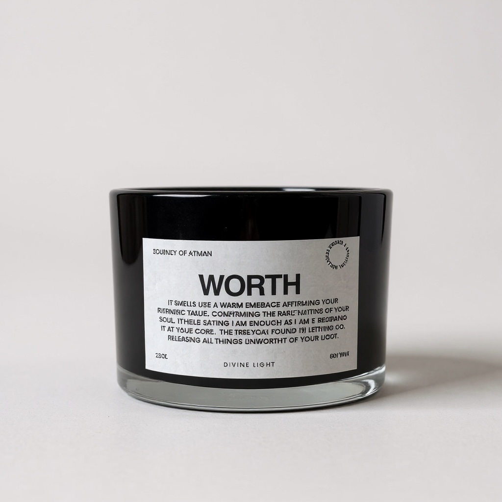 Worth Affirmation Candle to inspire self-worth, confidence, and positive intentions, featuring a powerful affirmation for daily self-empowerment and mindfulness.