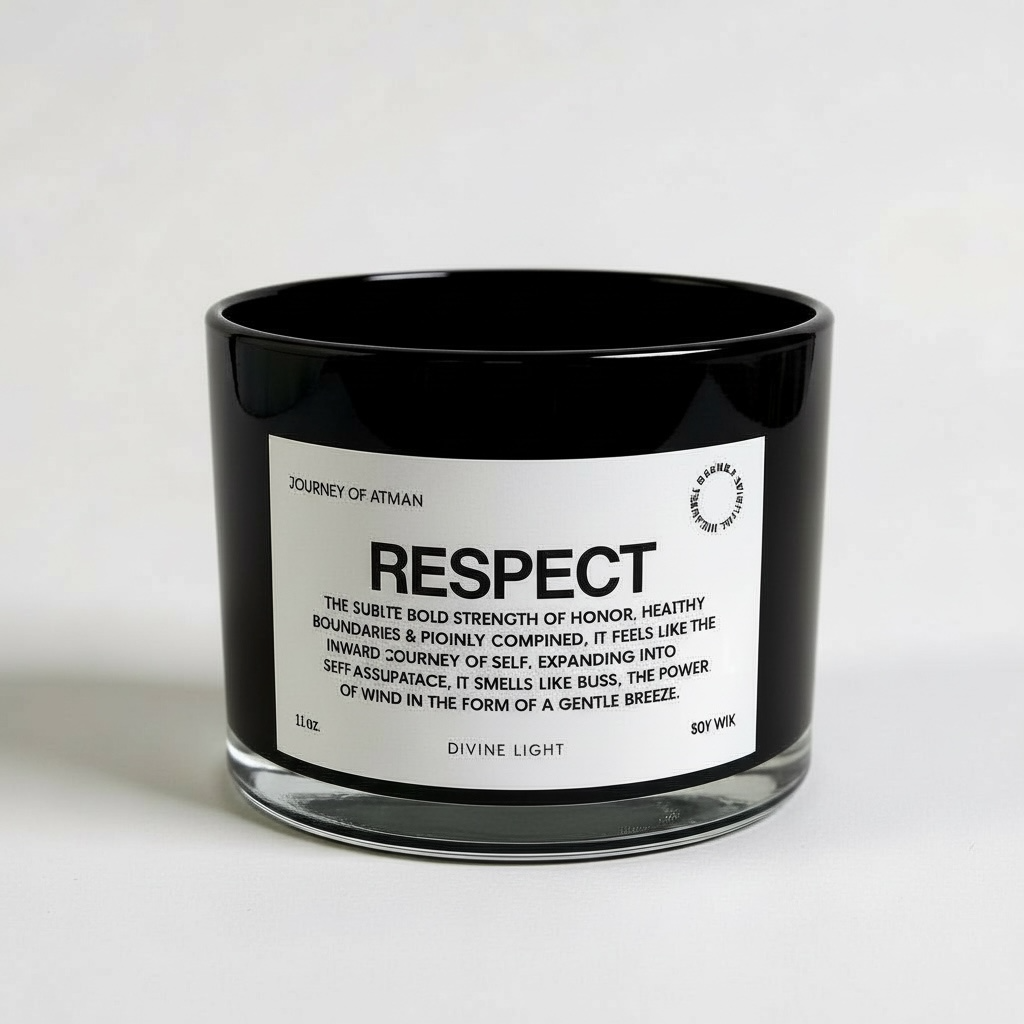 Respect Affirmation Candle to inspire self-respect, healthy boundaries, and positive intentions, featuring a powerful affirmation for daily mindfulness and personal growth.