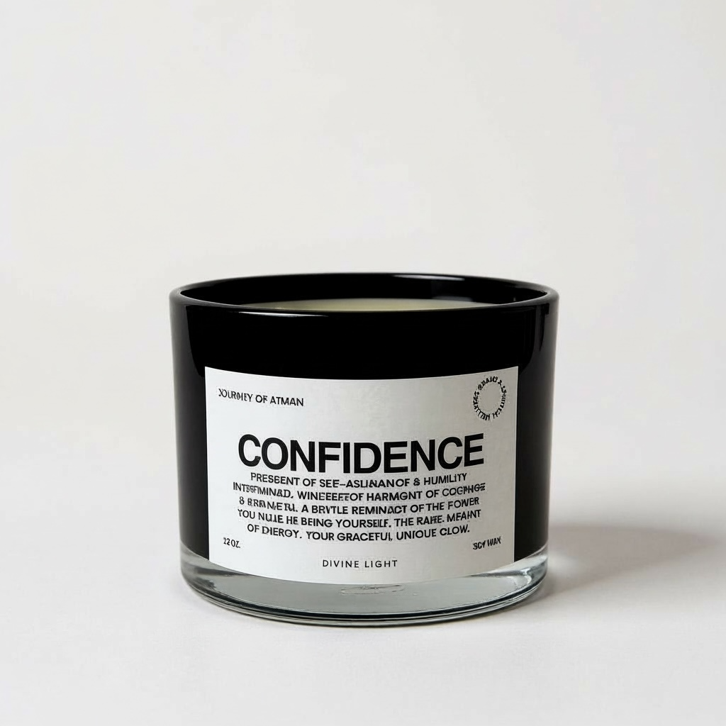 Confidence Affirmation Candle to inspire self-assurance, empowerment, and positive intentions, featuring a powerful affirmation for daily personal growth and self-belief.