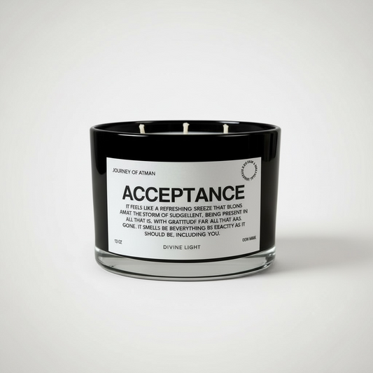 Acceptance Affirmation Candle to inspire self-acceptance, inner peace, and positive intentions, featuring a powerful affirmation for daily mindfulness and emotional balance.