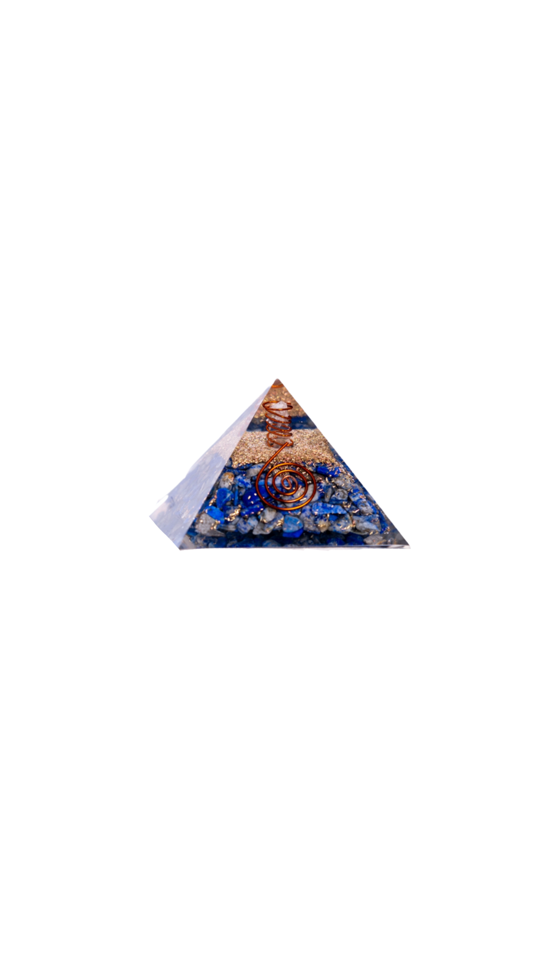 Lapis Lazuli Orgonite Pyramid for intuition, spiritual insight, chakra alignment, and meditation. Handmade for mindful energy and spiritual balance.