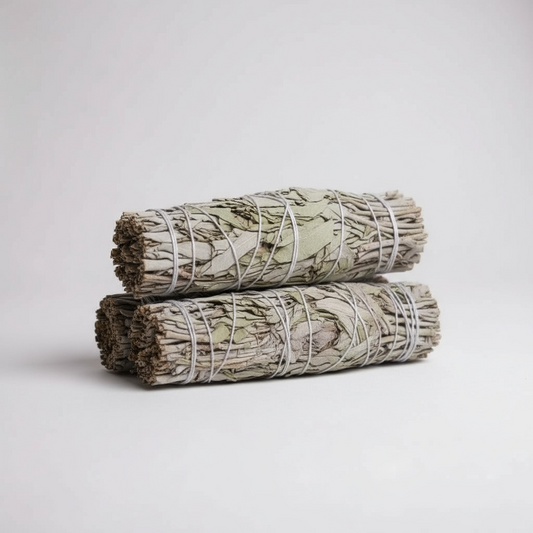 3-pack 5" Natural White Sage Smudge Wands for cleansing, meditation, energy clearing, and spiritual protection.