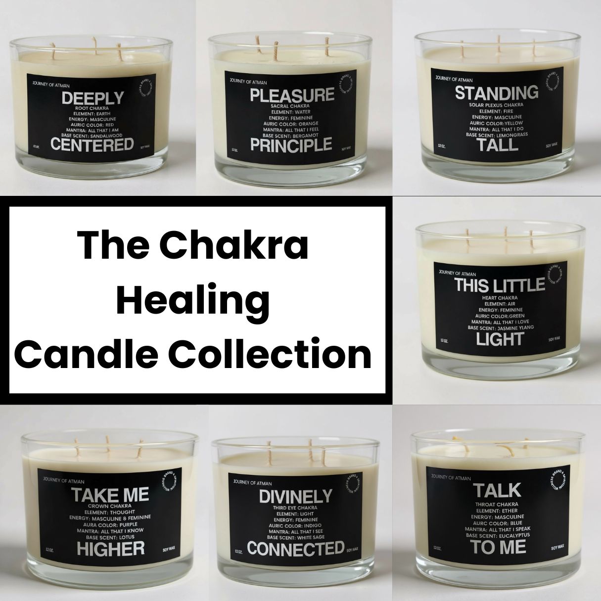 Chakra Healing Candle Collection: 7 Chakra Candles for Energy Balance | Journey of Atman