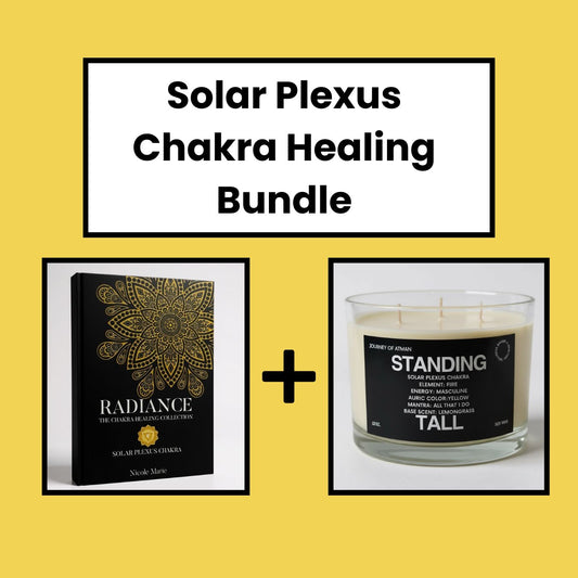 Solar Plexus Chakra Healing Bundle with Standing Tall Candle and Radiance Shadow Work Journal for personal power, confidence, and inner strength.